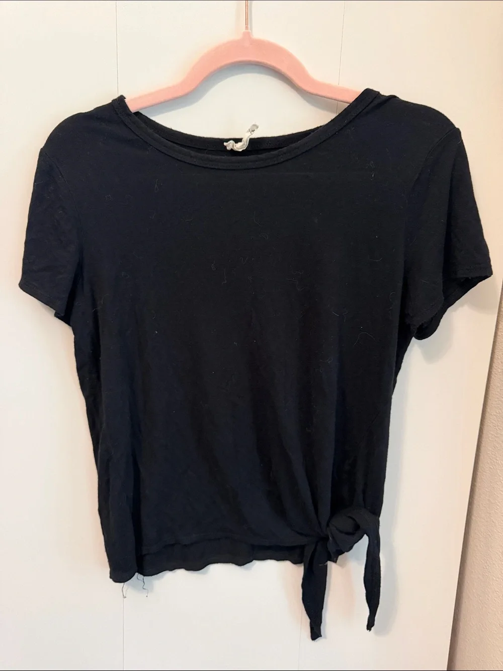 Olivia Rae Black Short-Sleeve Tie-Hem Tee